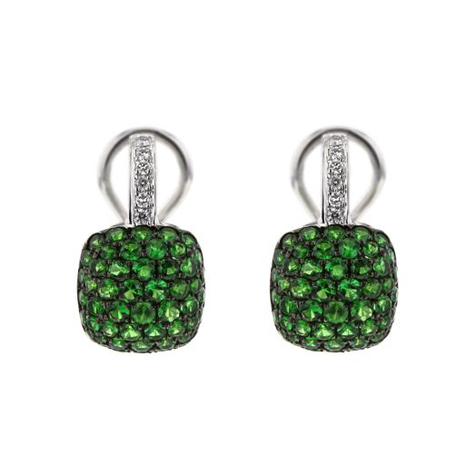 Tsavorite and diamond earrings