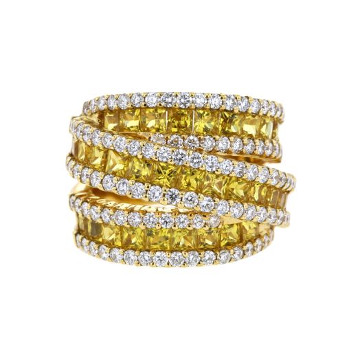 Yellow sapphire diamond ring