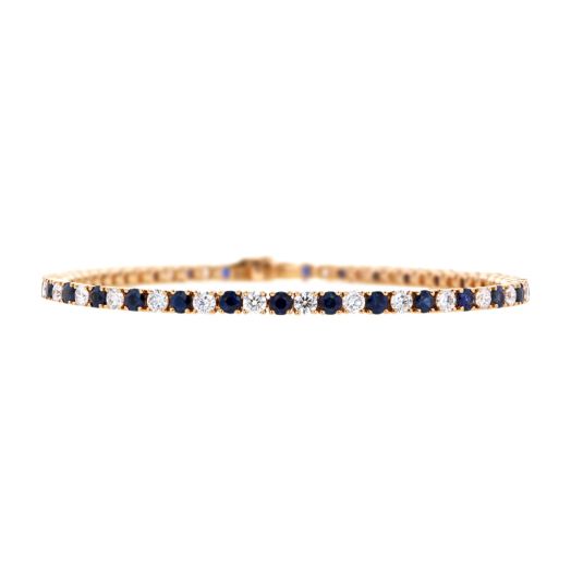 Blue sapphire and diamond tennis bracelet
