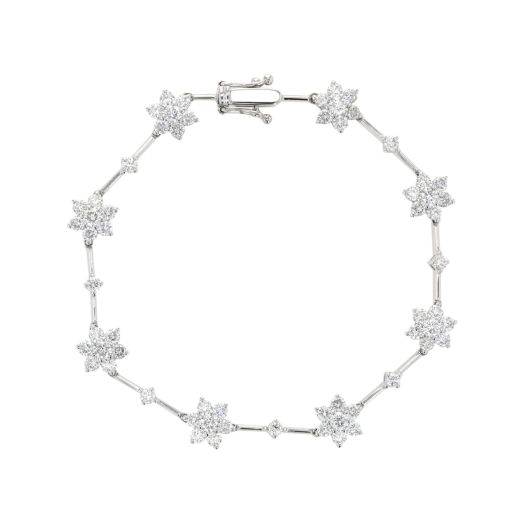 Diamond floral station bracelet