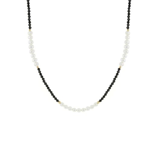 Pearl and black spinel necklace