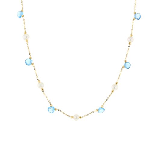Blue topaz and pearl necklace