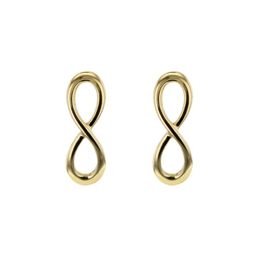 yellow gold inifity sign stud earrings