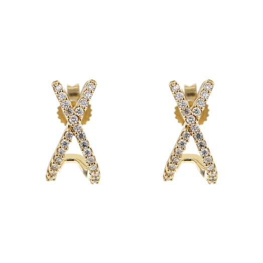 yellow gold diamond accented x earrings