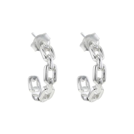 half hoop earrings with push closures and link design