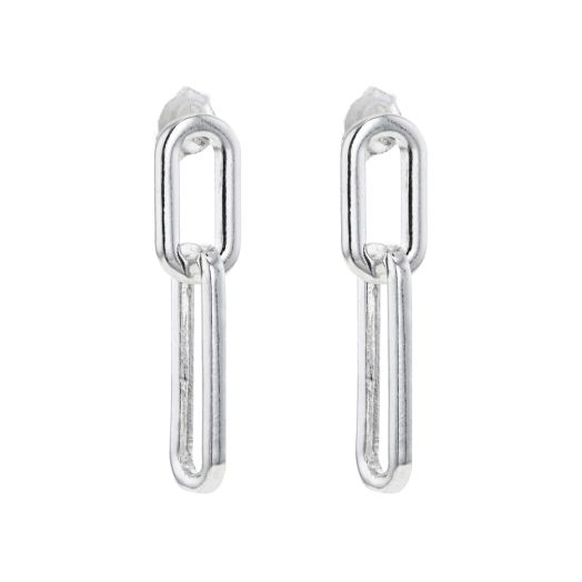 sterling silver interlocking link earrings with push back closures