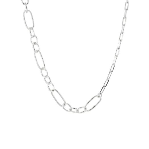 Sterling Silver 16" Mix Link Chain Necklace