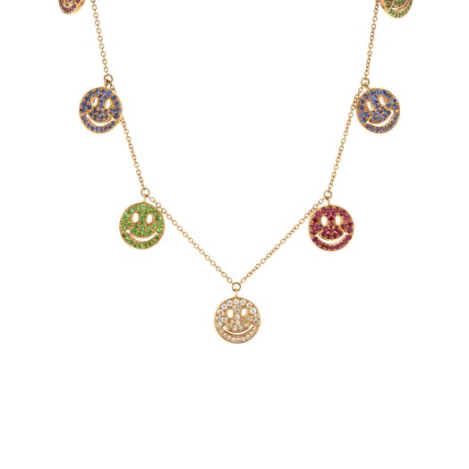 Smiley face station necklace