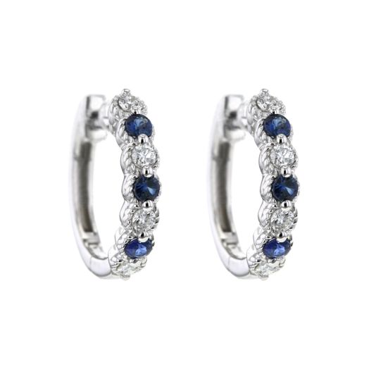 Sapphire and diamond hoop earrings