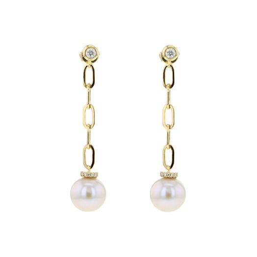 Pearl paperclip earrings