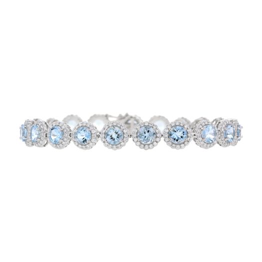 Aquamarine and diamond tennis bracelet