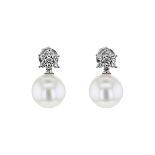Diamond and pearl earrings