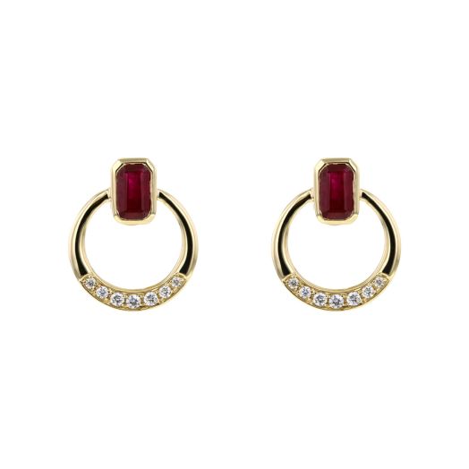 Diamond and ruby hoop earrings
