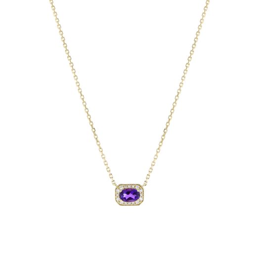 Amethyst Necklace with Diamond Accents
