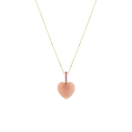 Pink opal heart necklace