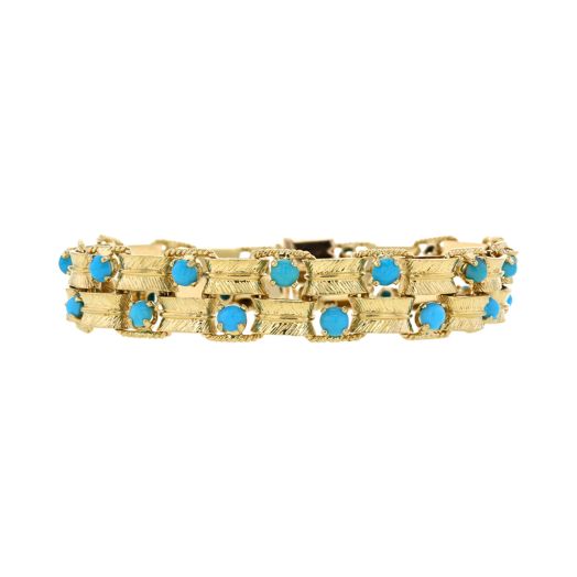 Yellow gold and turquoise bracelet