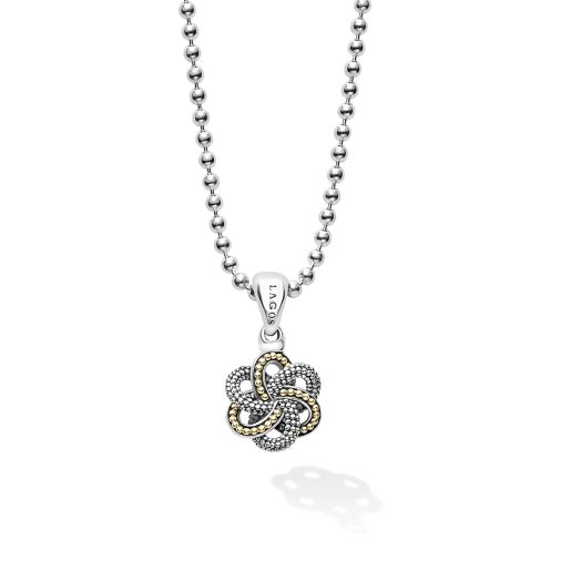 Love knot necklace with gold and sterling silver