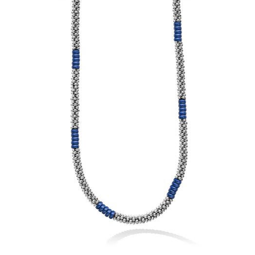 Ultramarine ceramic and caviar station necklace
