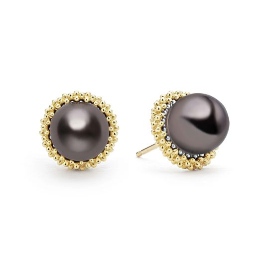 Tahitian black pearl stud earrings