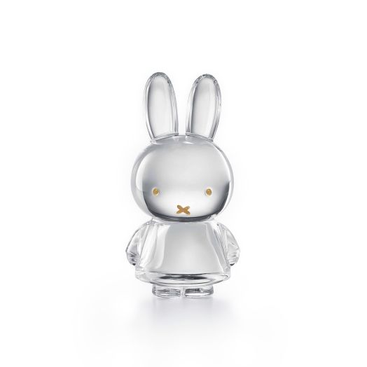 clear crystal miffy figurine with gold accents in eyes and mouth