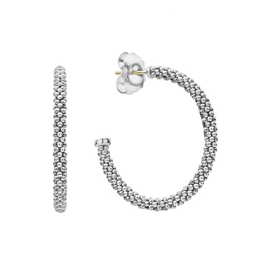 Caviar beaded hoop earrings