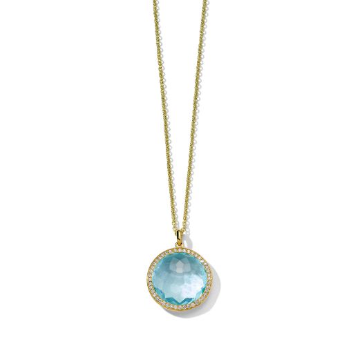 Blue topaz diamond pendant necklace