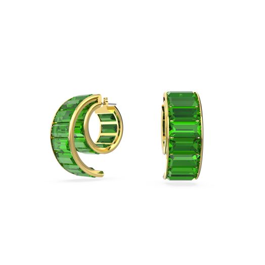 Green baguette-cut crystal earrings