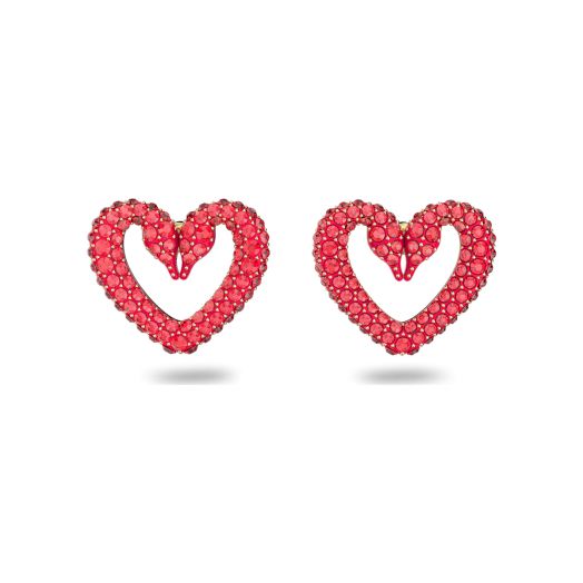 Red heart stud earrings