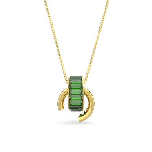 Green baguette-cut crystal necklace