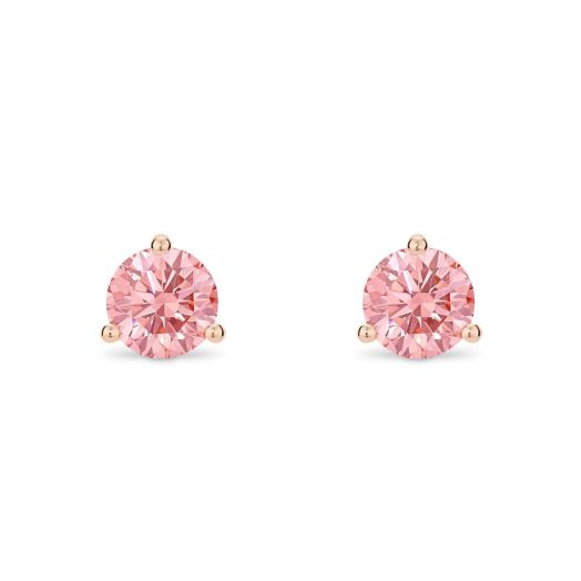 round cut pink diamond stud earrings in rose gold