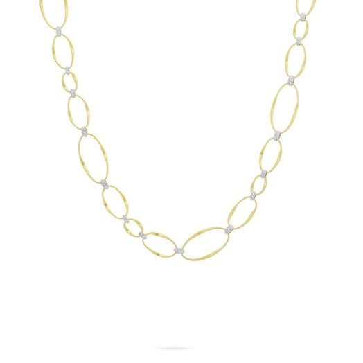 Yellow gold diamond link necklace