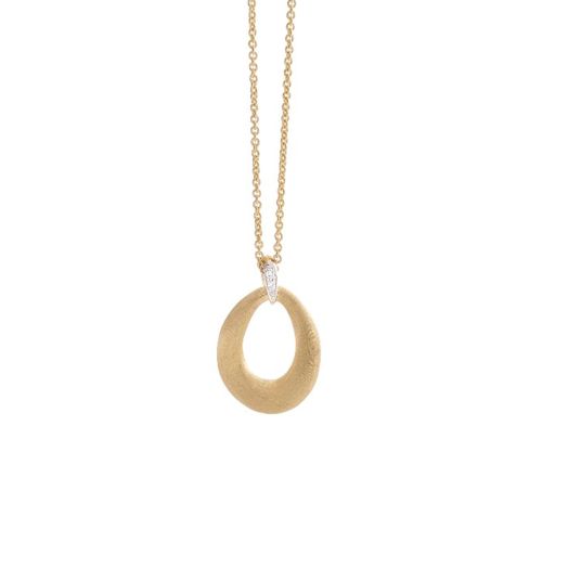 Gold polished loop pendant with diamond accents