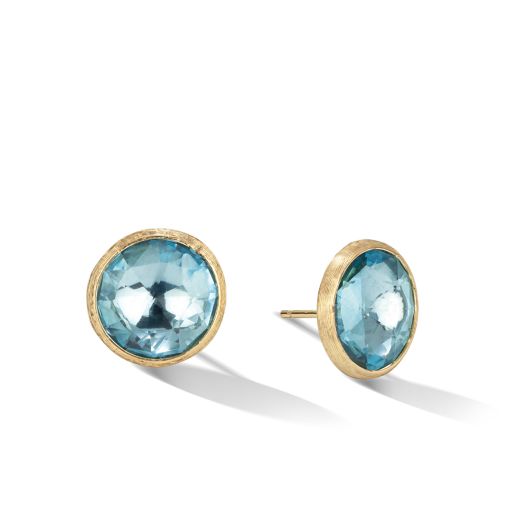 Marco Bicego Jaipur Color Collection 18K Yellow Gold Blue Topaz Large Stud Earrings