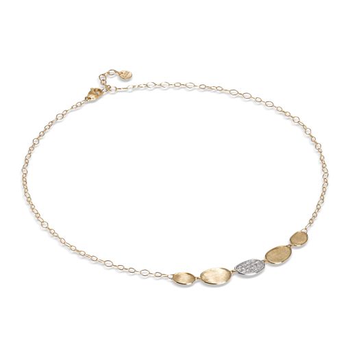 Marco Bicego Lunaria Collection 18K Yellow Gold Diamond Petite Half Collar Necklace