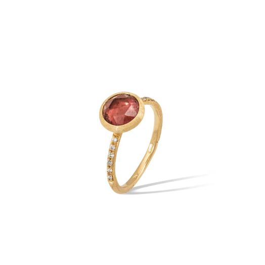 Marco Bicego Jaipur Color Collection 18K Yellow Gold Pink Tourmaline and Diamond Stackable Ring
