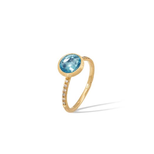 Marco Bicego Jaipur Color Collection 18K Yellow Gold Blue Topaz and Diamond Stackable Ring