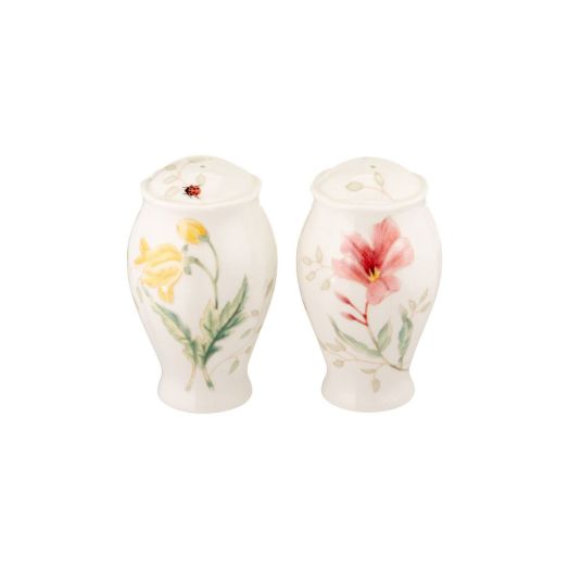 floral decorated salt and pepper shakers