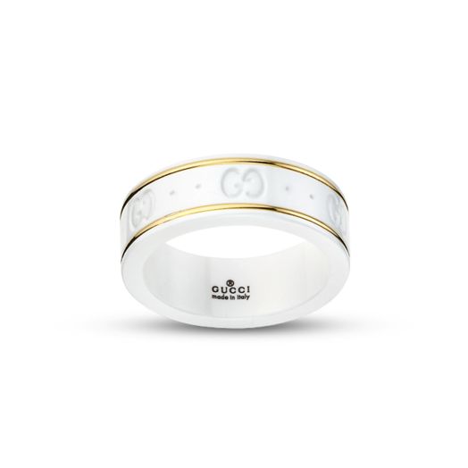 Gucci White Zirconia Icon Ring with 18K Yellow Gold