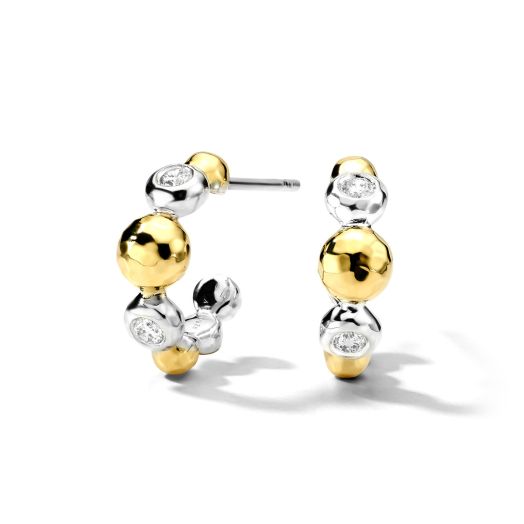 Two-tone gold hoop earrings