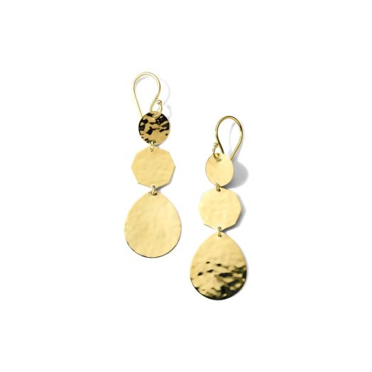 Yellow gold crinkle dangle earrings