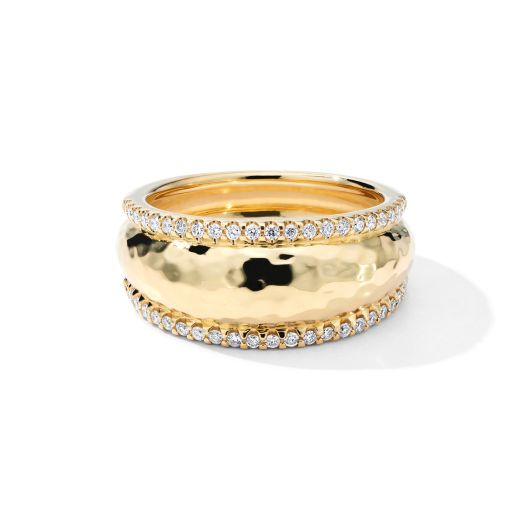 Diamond and yellow gold dome ring
