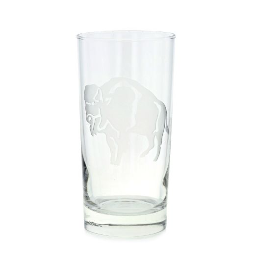 hiball glass with standing buffalo etching