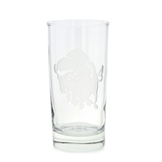 hiball glass with charging buffalo etching