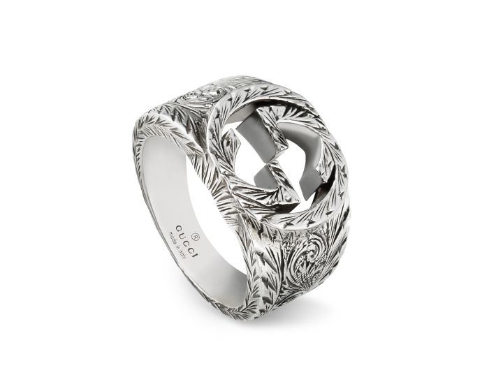 【Gucci】 Interlocking G Silver Ring Silver Aged Finish Gucci Interlocking G Sterling Silver Ring | Nordstrom