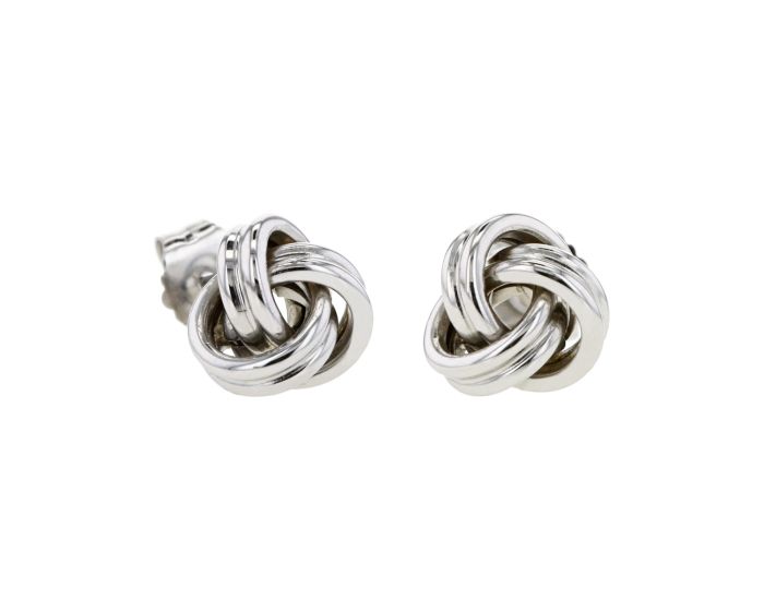 14K White Gold Love Knot Stud Earrings