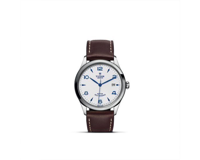 TUDOR 1926 39MM Opaline and Blue Dial Brown Leather Strap