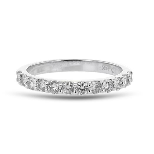 14K White Gold Diamond Half-Eternity Wedding Band, TWT.60