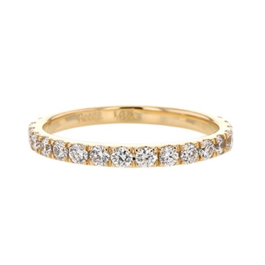 yellow gold band lined with white diamond rounds