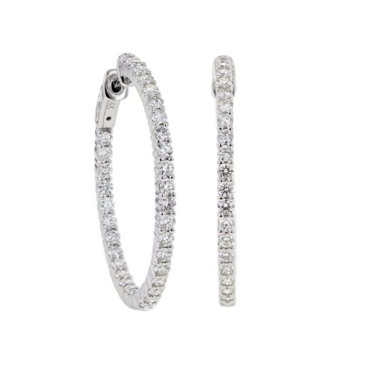 14K White Gold 2.00 Carat Diamond Inside-Out Hoop Earrings