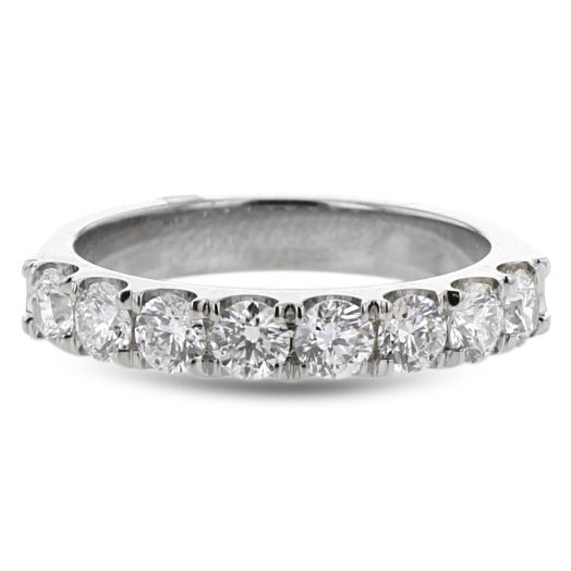 14K White Gold Eight Stone Diamond Band, TWT.96